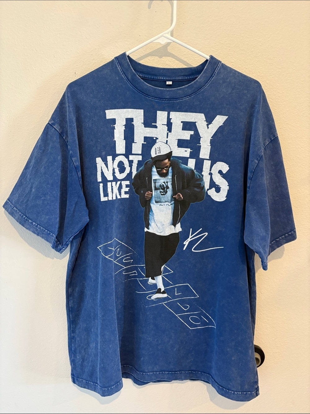 Blue short sleeve tee shirt with Kendrick Lamar They not like us   100% Cotton